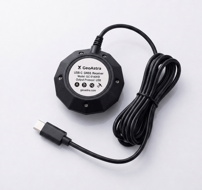 GeoAstra GC-9140KB Industrial-Grade USB-C GNSS Receiver (USB Type-C, 25 Hz update rate, IP67 waterproof, full constellation support, u-blox M9140-KB chip)