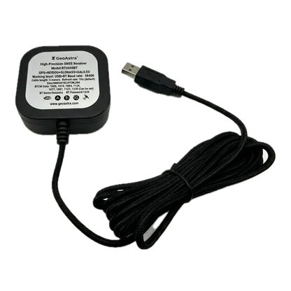 GeoAstra RTU608BT Industrial-Grade USB/Bluetooth RTK GNSS Receiver (ZED-F9P Multi-Band RTK, 30 cm Standalone Accuracy, up to 1.4 cm with RTK, Nylon Braided USB Cable, IP67 Waterproof, Operating Temperature: -40℃ to +85℃)